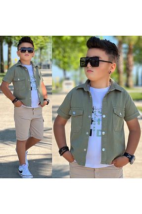 ست بالاتنه و پائین تنه سبز بچه گانه بافتنی Uslukids - کد 939273120
