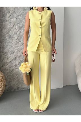 ست بالاتنه و پائین تنه زرد زنانه بافتنی Ekim Store - کد 939177856