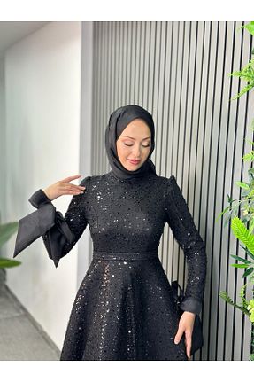لباس مجلسی حجاب مشکی زنانه یقه ایستاده Modarana - کد 939212233