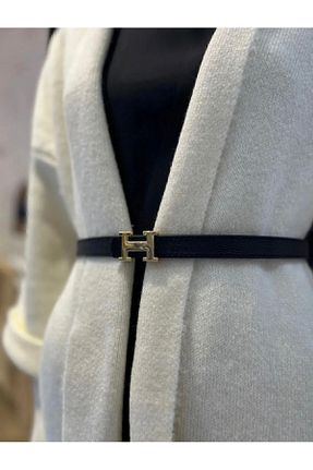 کمربند مشکی زنانه چرم مصنوعی MUJGANERDOGANDESIGN - کد 895522612