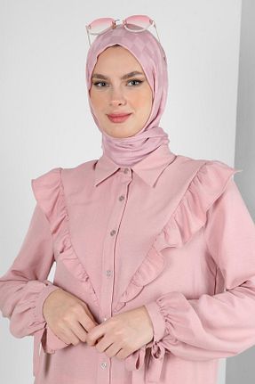شال صورتی زنانه پنبه ای Alvina - کد 803518727