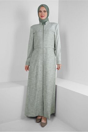 مانتو بلند حجاب سبز زنانه مخلوط ویسکون Alvina - کد 799159621