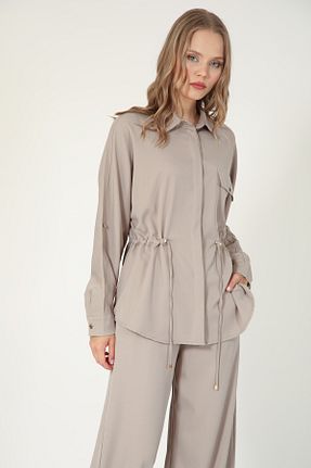 ست بالاتنه و پائین تنه قهوه ای زنانه بافتنی Suede Style - کد 939258081