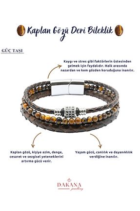 دستبند جواهر قهوه ای مردانه سنگ طبیعی DAKANA JEWELLERY - کد 938852005
