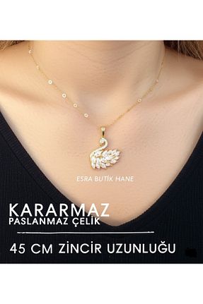 گردنبند استیل ( فولاد ) زرد زنانه استیل ضد زنگ Esra Butik Hane - کد 929388832