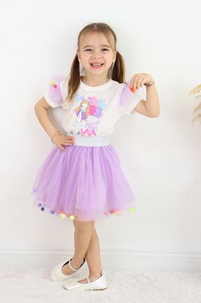 ست بالاتنه و پائین تنه بنفش بچه گانه بافت ESİLA KİDS - کد 924418744