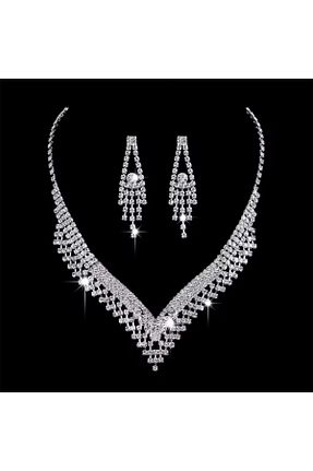 ست جواهر سفید زنانه رودیوم BEREN KILIÇ - کد 939293286