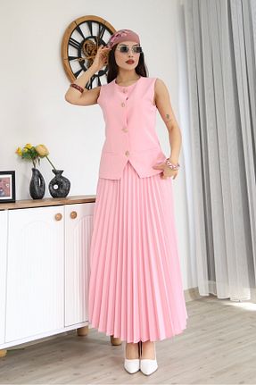 ست بالاتنه و پائین تنه صورتی زنانه بافتنی Ekim Store - کد 939311479