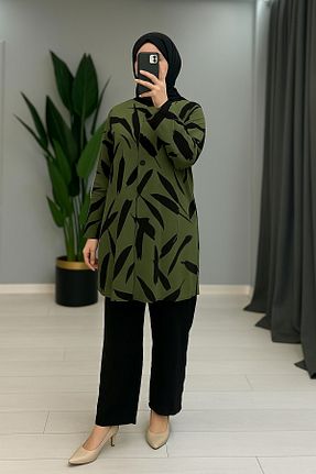 تونیک سایز بزرگ خاکی زنانه بافتنی sarıdağ - کد 939318137