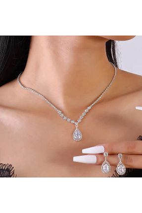 ست جواهر سفید زنانه رودیوم BEREN KILIÇ - کد 939331100