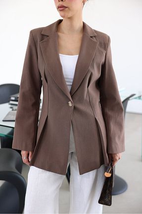 کت خاکی زنانه اسلیم Özge Özgenç - کد 939358410