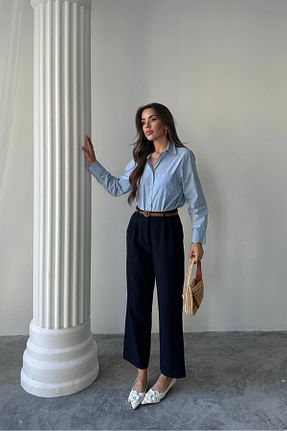 شلوار سرمه ای زنانه پارچه macharel jeans - کد 930491751