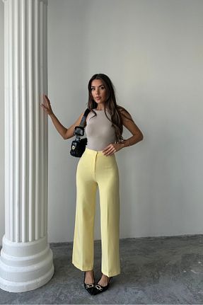 شلوار زرد زنانه بافتنی macharel jeans - کد 939378372
