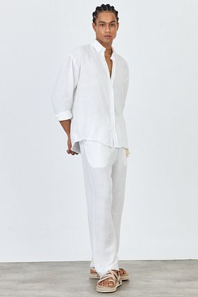 ست بالاتنه و پائین تنه سفید مردانه بافتنی MADZEYMODA - کد 930947708