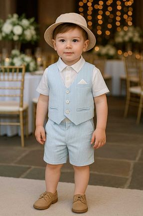 کت و شلوار آبی بچه گانه یقه کتی Lino Baby - کد 939707324