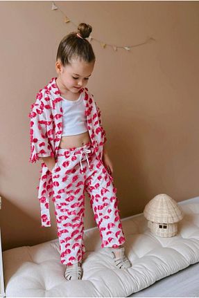 ست بالاتنه و پائین تنه صورتی بچه گانه بافتنی Magu - کد 939707004