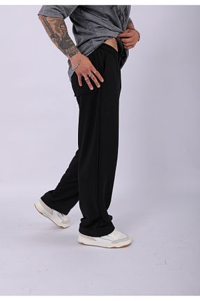 شلوار کرمگن مشکی زنانه پاچه گشاد Lescho - کد 939412751