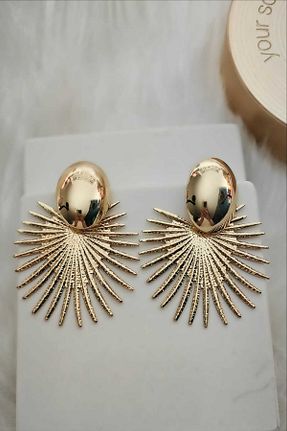 گوشواره جواهر زرد روکش طلا KYOLA DESİGN - کد 939451881