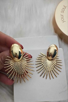 گوشواره جواهر زرد روکش طلا KYOLA DESİGN - کد 939451881