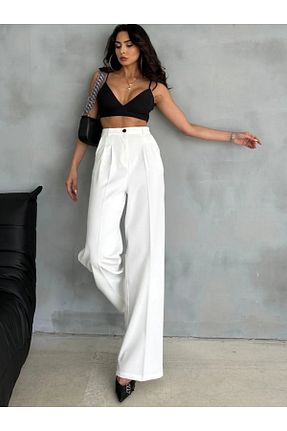 شلوار پارچه ای سفید زنانه بلند MODA - کد 939523847