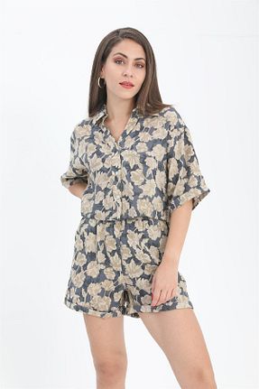 پیراهن سرمه ای زنانه یقه پیراهنی LLOHA - کد 939562939