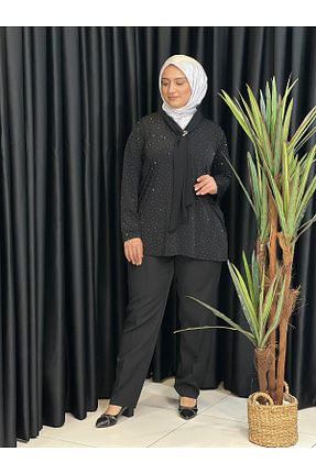 تونیک حجاب مشکی زنانه پنبه ای Butik büyük beden - کد 939569600