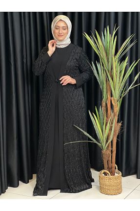 لباس مجلسی سایز بزرگ مشکی زنانه یقه دوچرخه Butik büyük beden - کد 939563118