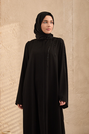 کلاه و ابایا مشکی زنانه مخلوط پلی استر arga prive - کد 939574865