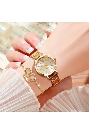 ست ساعت مچی زرد زنانه فلزی TNY - کد 939613443