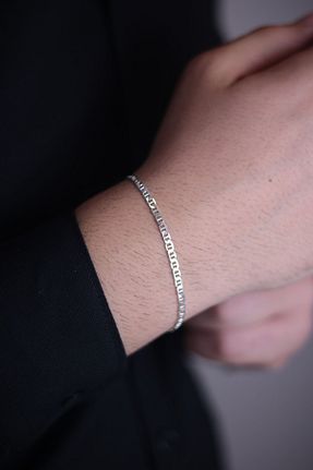 دستبند نقره طوسی مردانه 925 عیار Kiriş Gümüş - کد 939612762