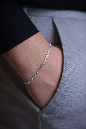 دستبند نقره طوسی مردانه 925 عیار Kiriş Gümüş - کد 939612762