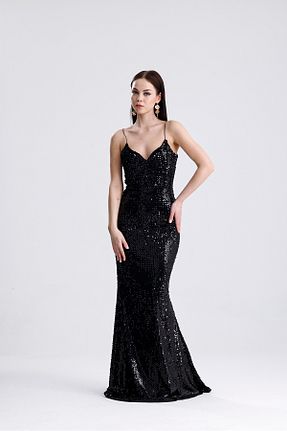 لباس مجلسی و فارغ التحصیلی مشکی زنانه پولک دوزی SELİN MODA EVİ - کد 197922697