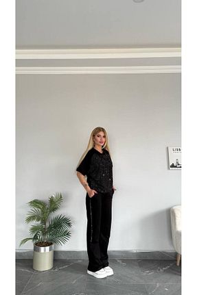 ست بالاتنه و پائین تنه مشکی زنانه رگولار bonibon butikk - کد 939652810