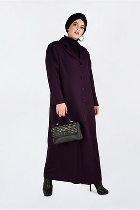 مانتو بلند حجاب بنفش زنانه مخلوط ویسکون Alvina - کد 865662093