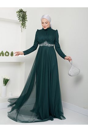 لباس مجلسی حجاب سبز زنانه یقه ماهیگیر Modahiro - کد 939847119