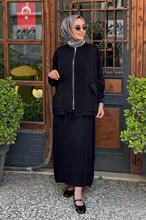 ست بالاتنه و پائین تنه حجاب مشکی زنانه رگولار Nurcan Çetin - کد 939754662