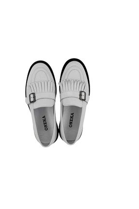 کفش لوفر سفید زنانه چرم خالص Oneka Shoes - کد 939641222