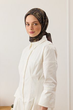 روسری قهوه ای کرپ Qef - کد 867082732