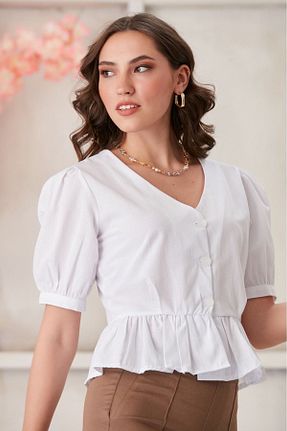 پیراهن سفید زنانه رگولار Genel Markalar - کد 939787441