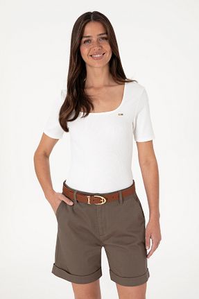 تیشرت سفید زنانه یقه مربعی U.S. Polo Assn. - کد 922991516