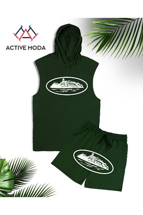 ست بالاتنه و پائین تنه سایز بزرگ سبز مردانه فاق نرمال ACTIVE MODA - کد 939966870