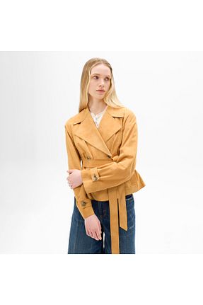 ترنچکت قهوه ای زنانه چرم خالص Desa - کد 921666642