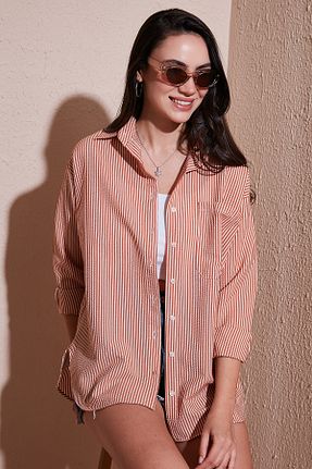 پیراهن نارنجی زنانه رگولار Lela - کد 939823074