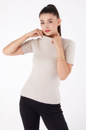 بلوز بژ زنانه ساده TOFİSA - کد 869583342