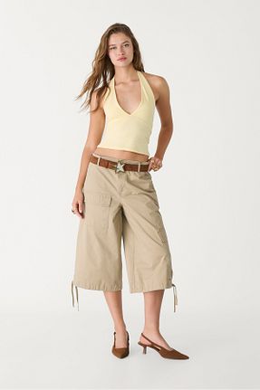 تیشرت زرد زنانه کراپ Stradivarius - کد 939843884
