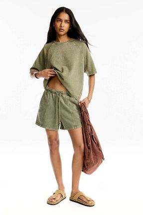شلوارک و برمودا خاکی زنانه رگولار Pull & Bear - کد 939870384