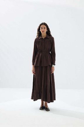 ست بالاتنه و پائین تنه قهوه ای زنانه بافتنی Tailors Room - کد 939866593