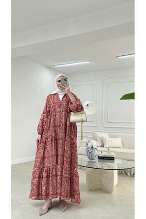 لباس حجاب زرشکی زنانه اورسایز feiruz - کد 939863743