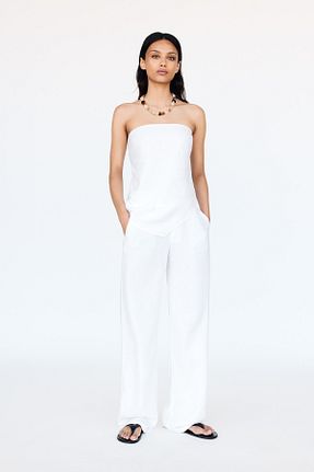 بلوز سفید زنانه ساده Pull & Bear - کد 939933179