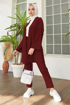 ست گرمکن زرشکی زنانه پلی استر TOFİSA - کد 844837318